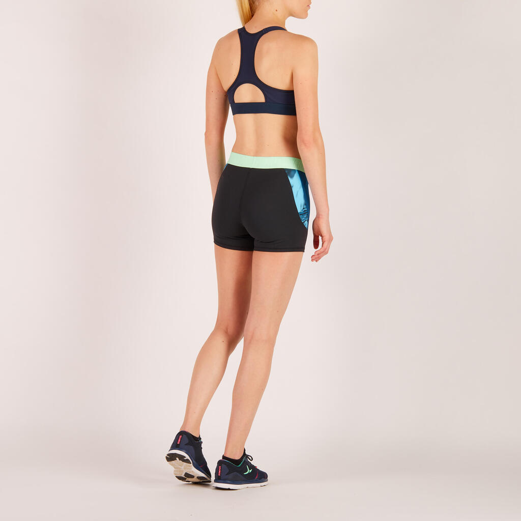 Sport-Bustier FBRA 500 Print Fitness Cardio Damen marineblau