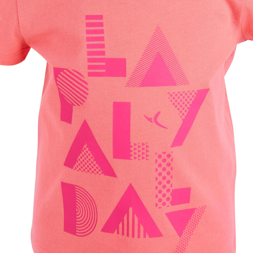 T-Shirt Kurzarm 100 Gym Baby Print rosa