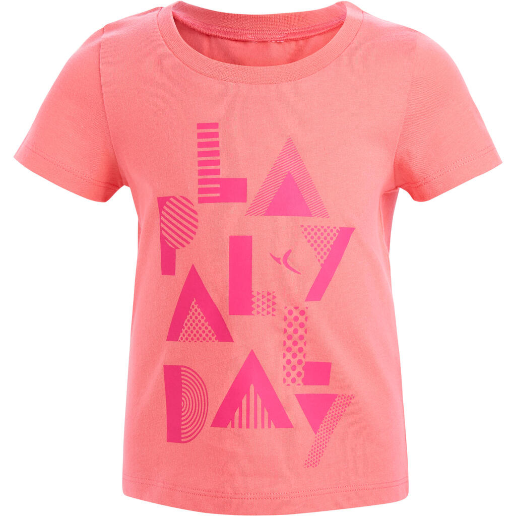 T-Shirt Kurzarm 100 Gym Baby Print rosa