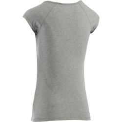 T-Shirt 500 slim Pilates Gym douce femme gris chiné