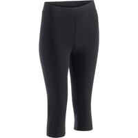 Women's Slim-Fit Fitness Cropped Bottoms 500 - Black