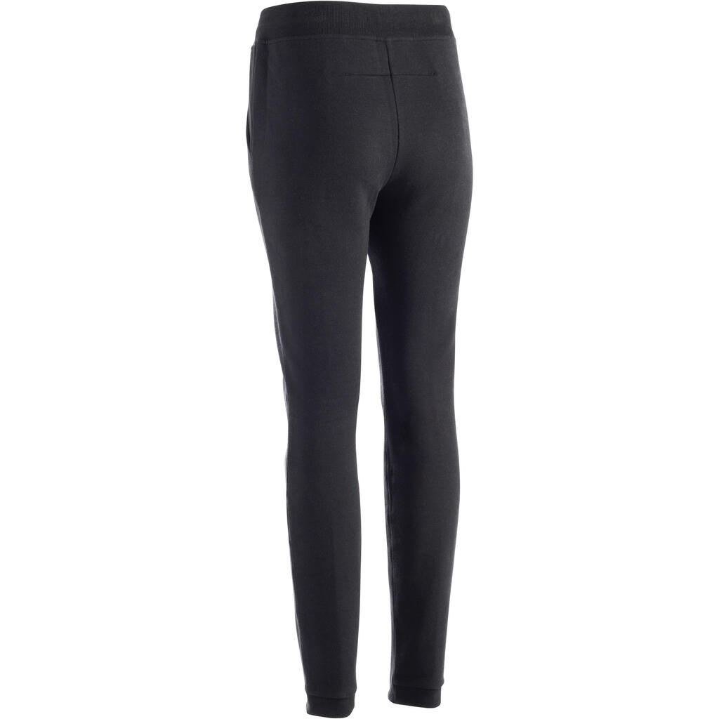 Jogginghose 500 Slim Gym Stretching Damen schwarz