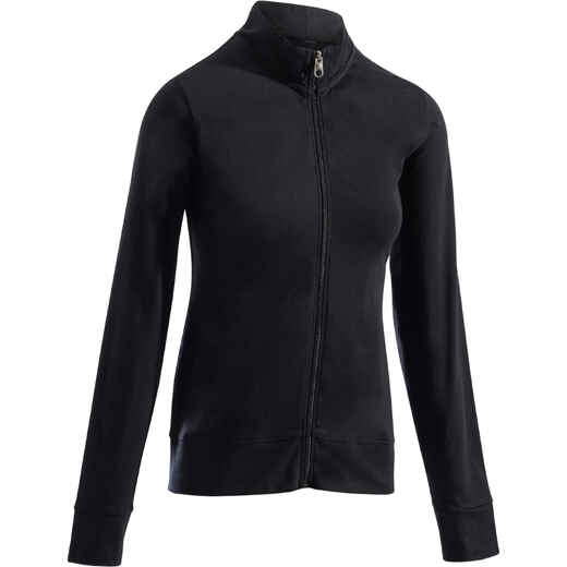 
      Sweat zippé col zippé droit femme avec poche - 100 noir
  