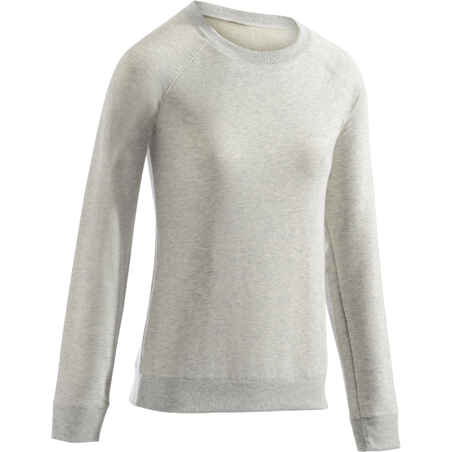 500 Women's Gentle Gym Sweatshirt - Mottled Light Grey