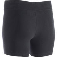 Women's Slim-Fit Cotton Fitness Shorts 500 Without Pockets - Black