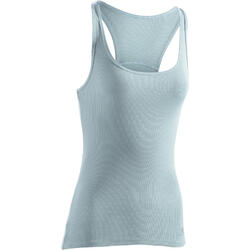 Débardeur 500 Gym & Pilates femme bleu clair grisé