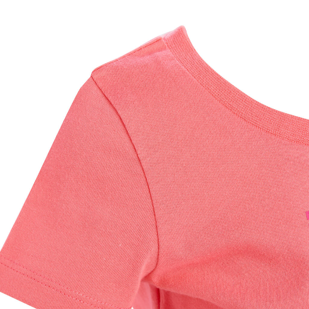 T-Shirt Kurzarm 100 Gym Baby Print rosa