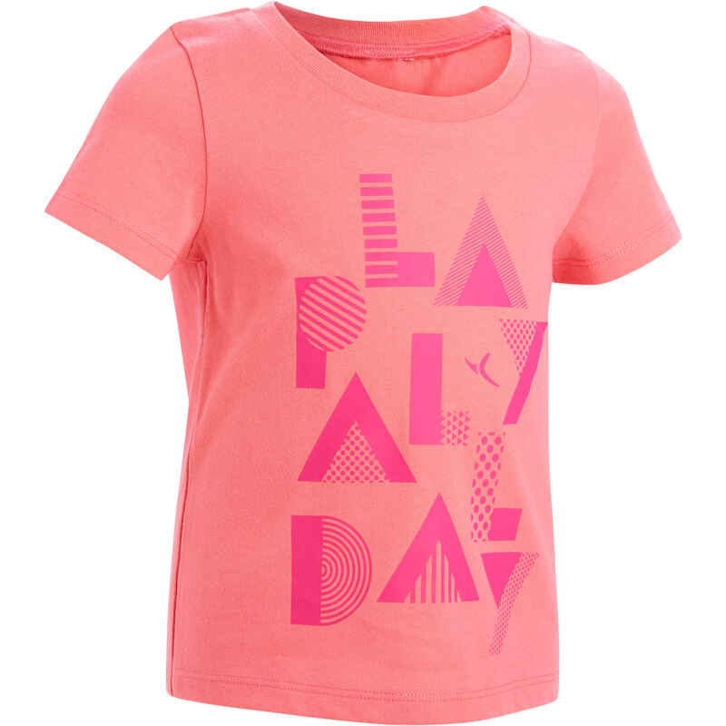 100 Baby Short-Sleeved Gym T-Shirt - Pink Print