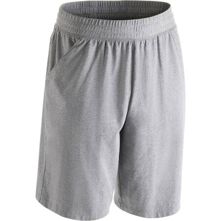 Fitness Long Stretch Cotton Shorts - Mottled Grey