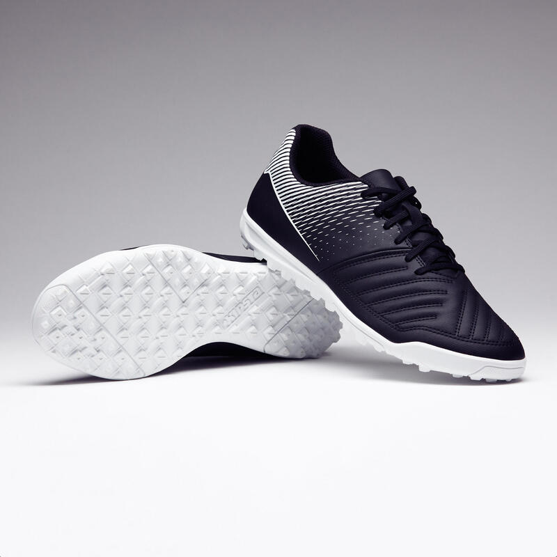 Chaussure de football adulte terrain dur Agility 100 TURF TF noire blanche