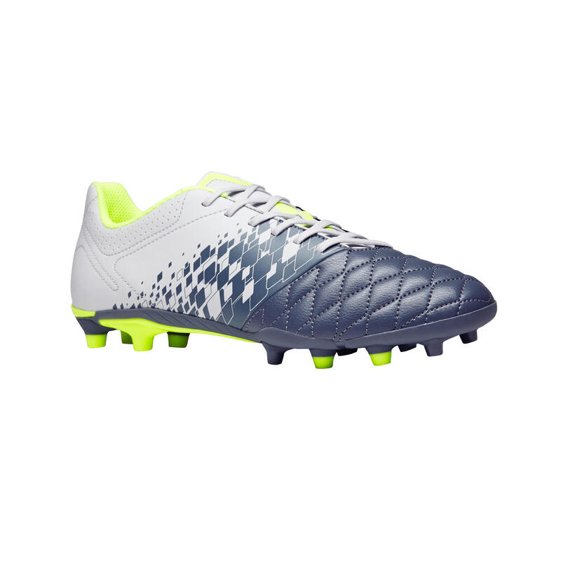 Chaussure de football adulte terrain sec Agility 500 FG grise jaune