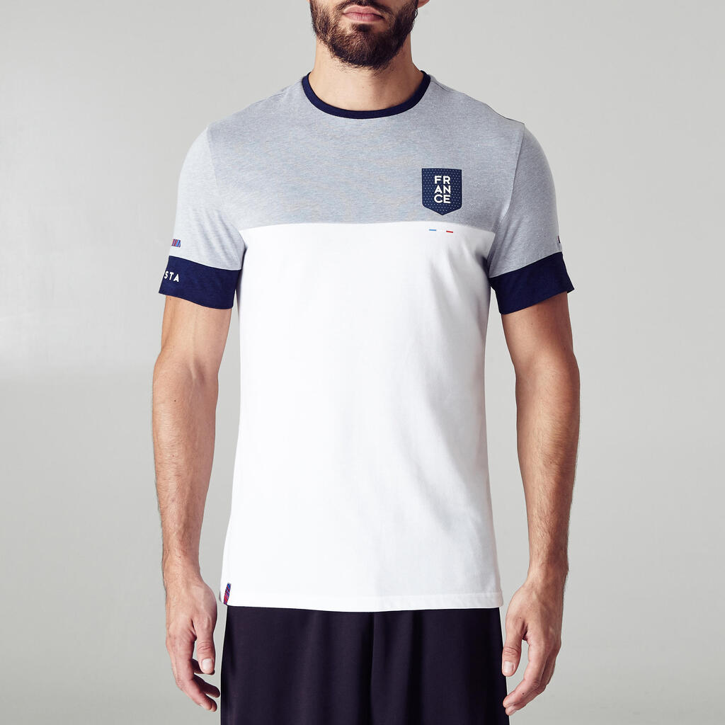 FF100 Adult Football T-Shirt France - White/Mottled Grey