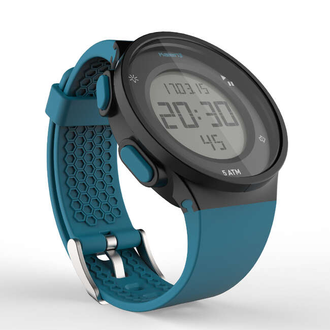 KIPRUN W500 M running stopwatch Black and Green Decathlon