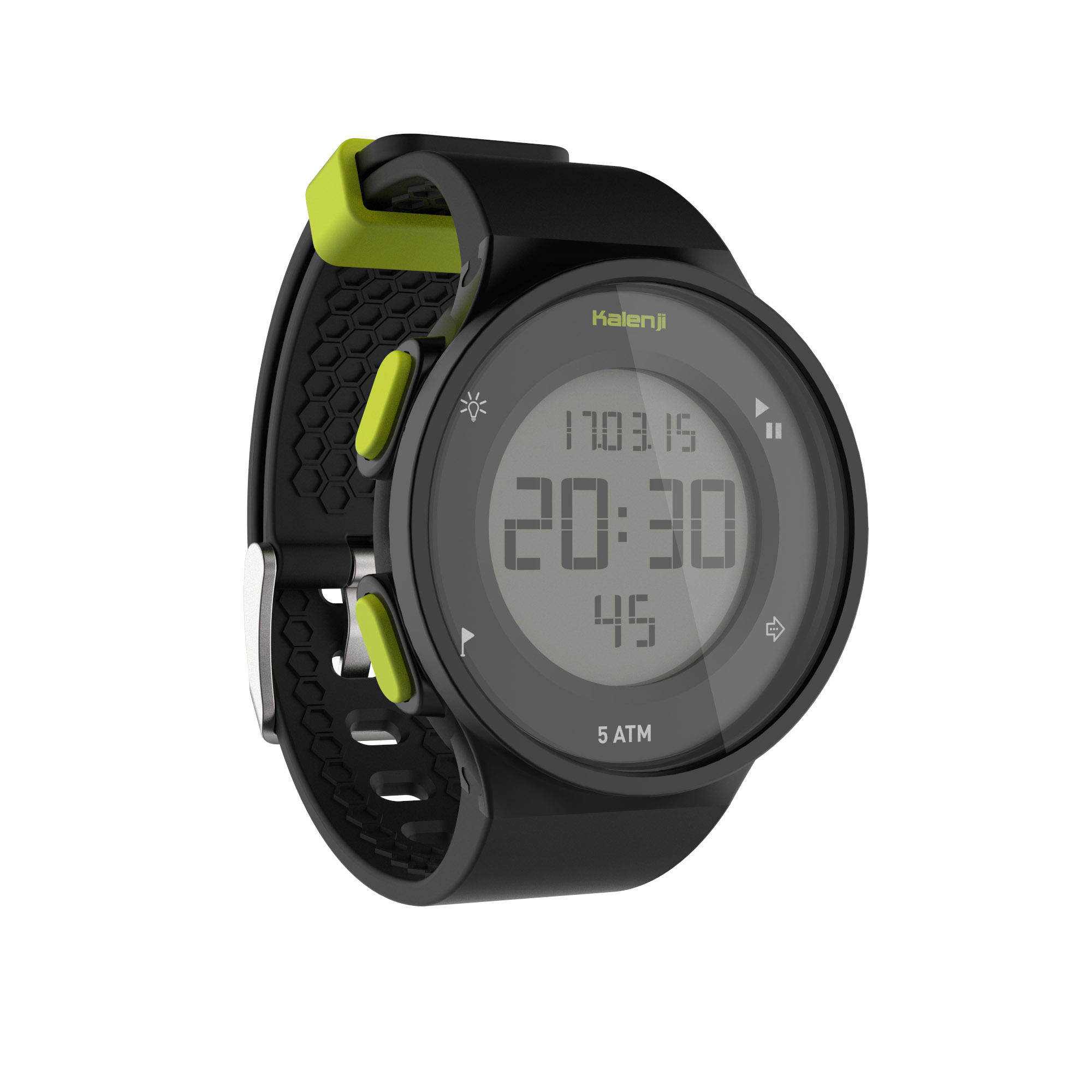 Sporthorloge stopwatch heren W500 M geel KALENJI Decathlon