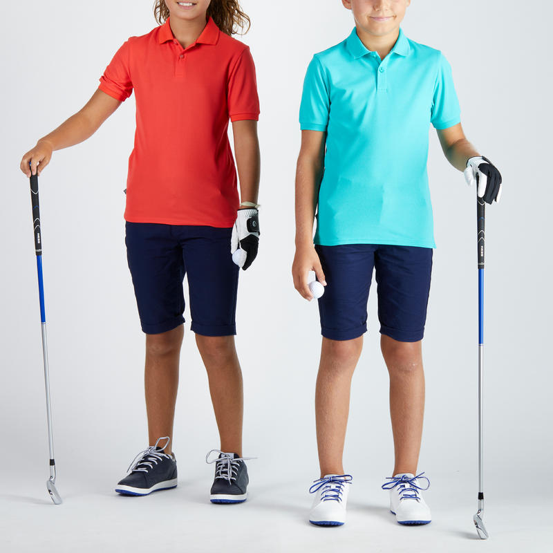 Kids' Golf Breathable Polo Shirt Turquoise Decathlon