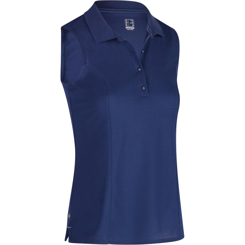 Women's Golf Breathable Sleeveless Polo Shirt - Dark Blue