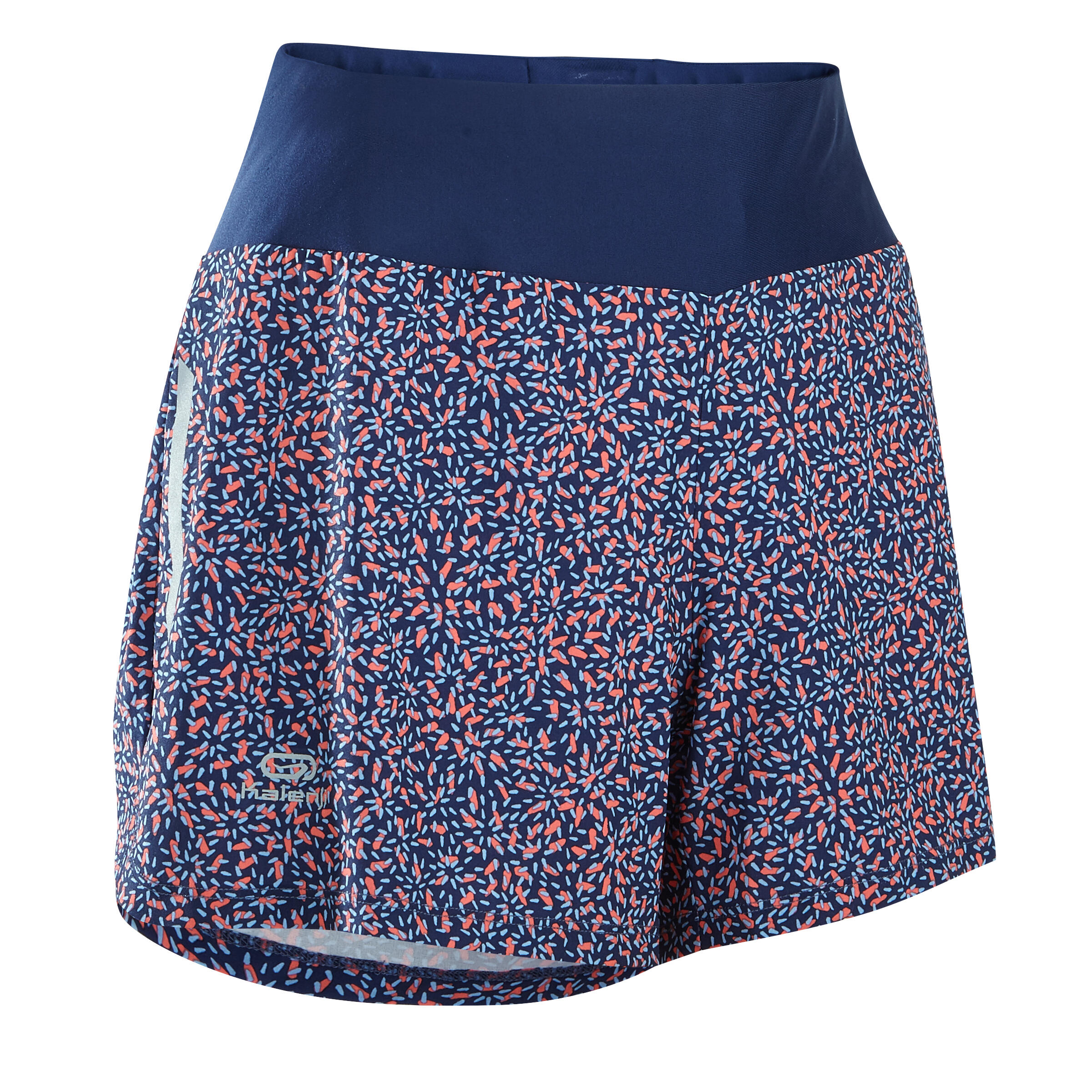 RUNNING SHORTS - BLUE/CORAL PRINT 