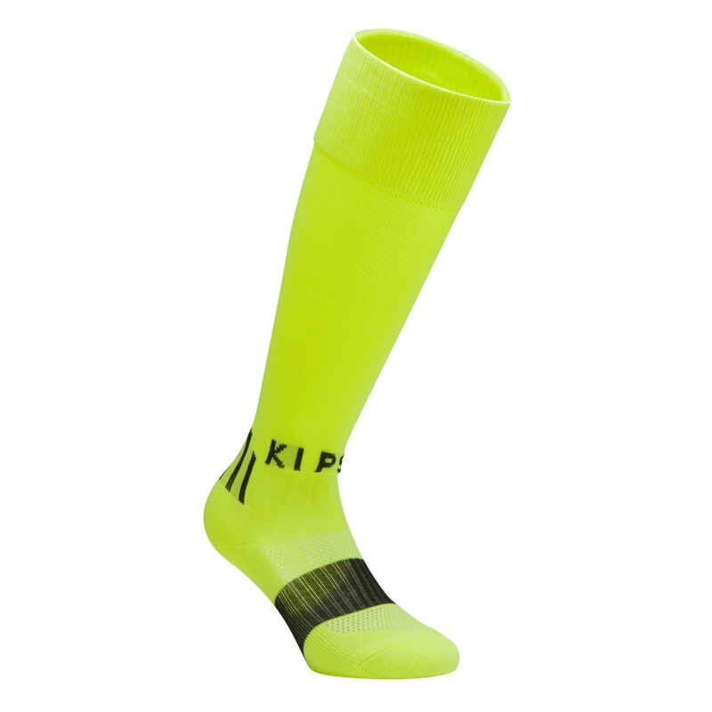 جوارب كرة قدم للأطفال F500- لون أصفر نيون