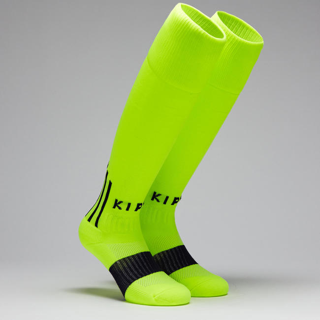 Adult Football Socks F500 Neon Yellow/Black
