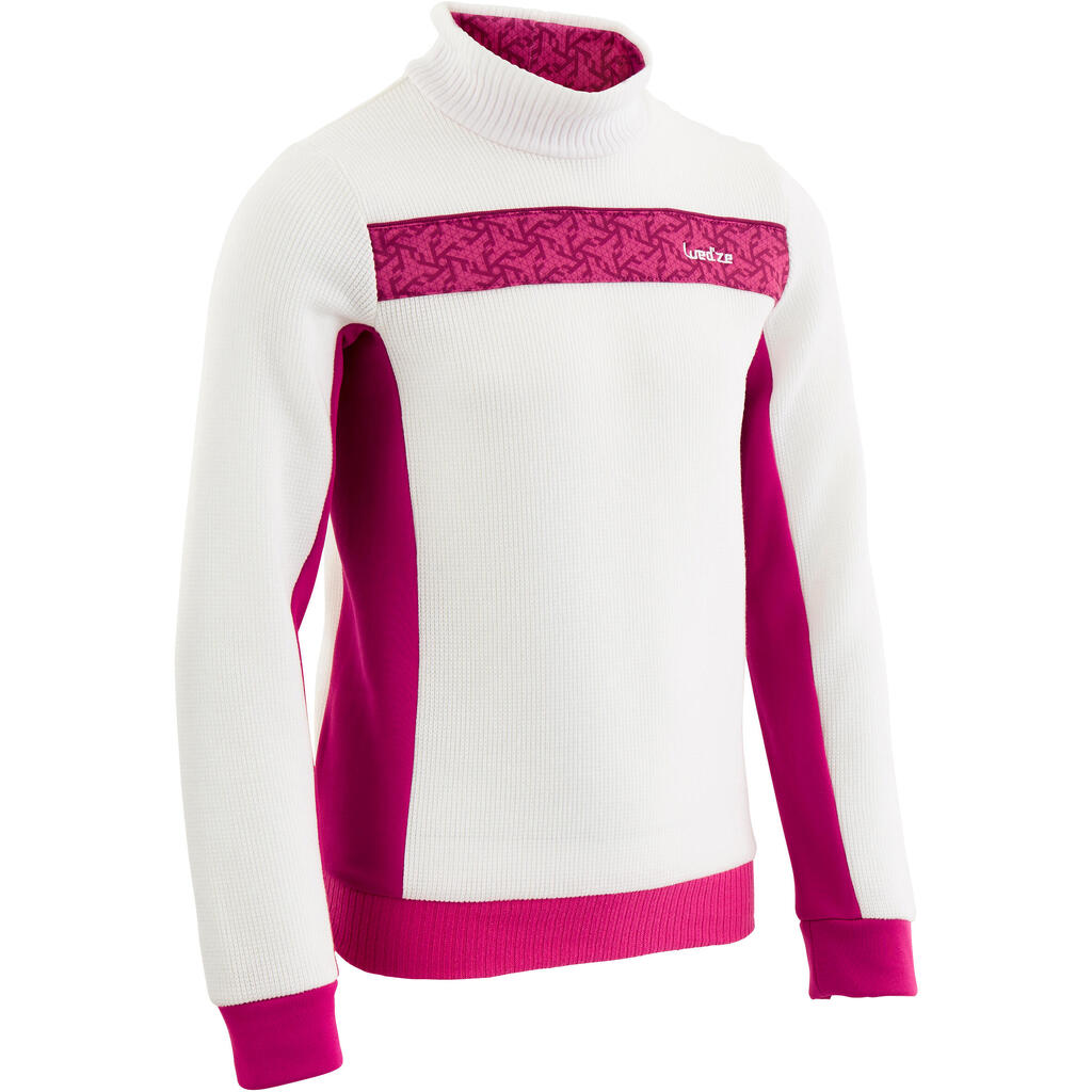Unterziehjacke Ski Mid Warm 100 Kinder weiß/rosa