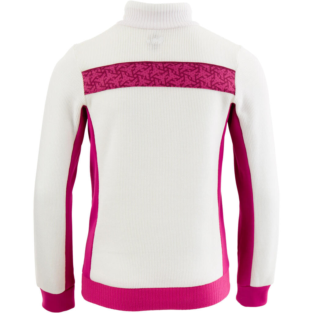 Unterziehjacke Ski Mid Warm 100 Kinder weiß/rosa