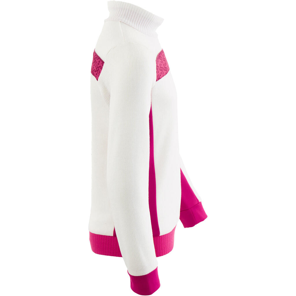 Unterziehjacke Ski Mid Warm 100 Kinder weiß/rosa