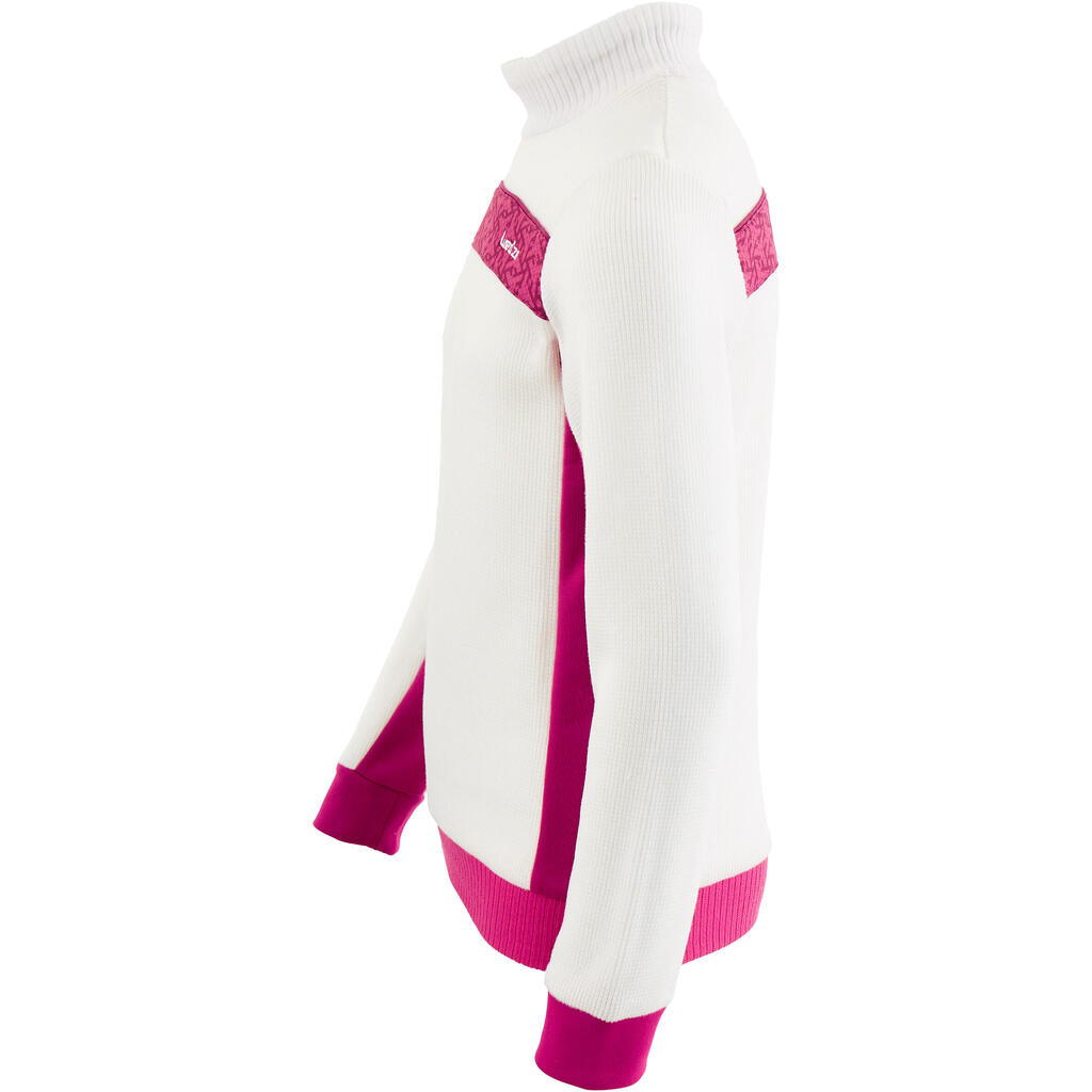 Unterziehjacke Ski Mid Warm 100 Kinder weiß/rosa