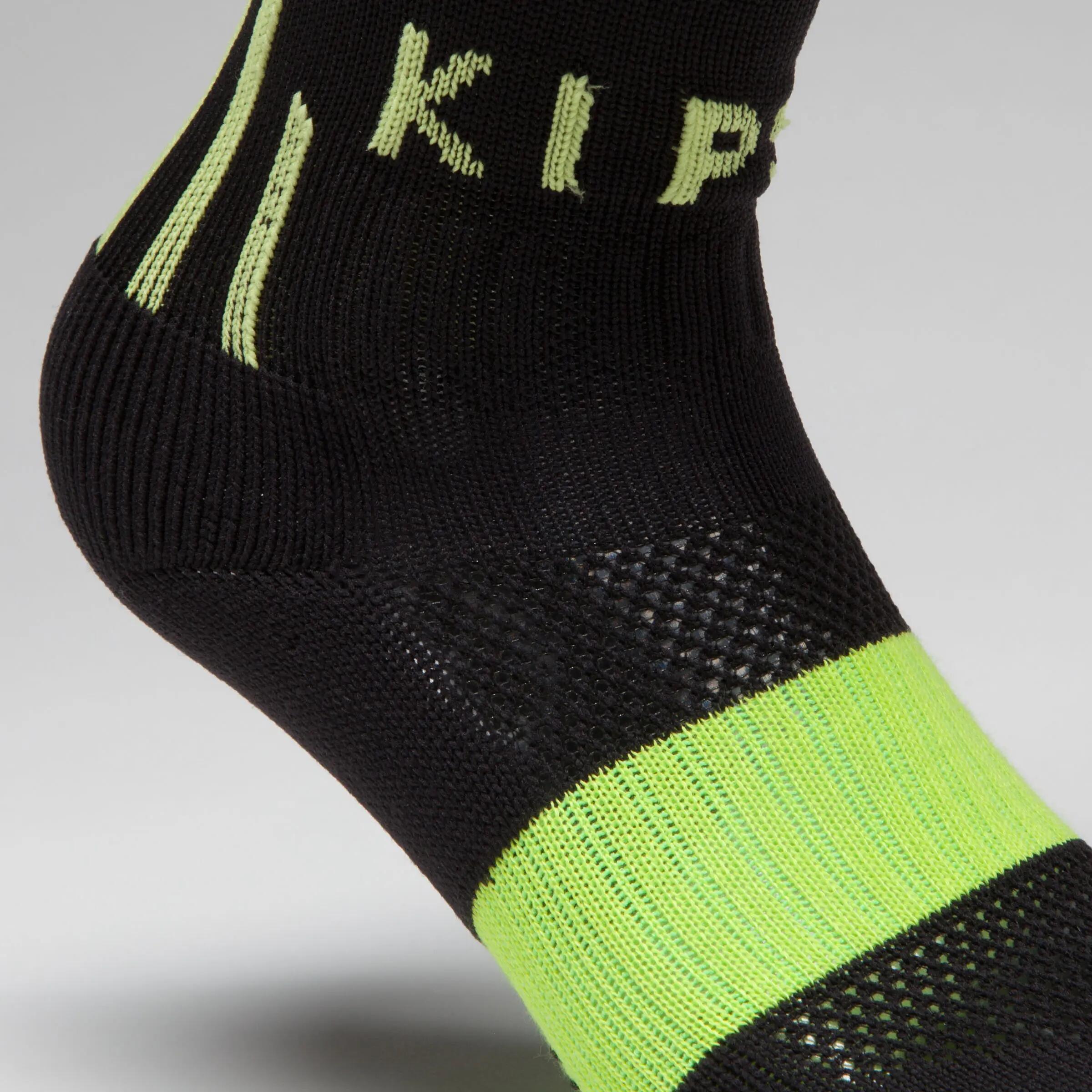 F500 Kids' Football Socks - Black/Neon Yellow 5/7