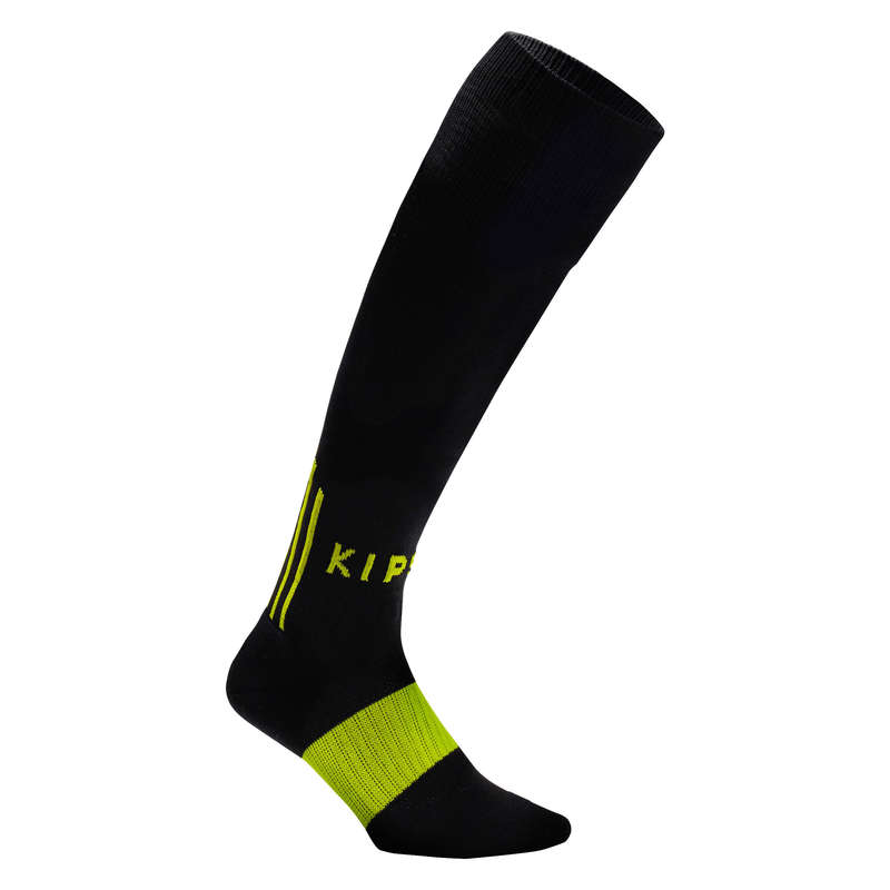 KIPSTA F500 Kids' Football Socks Black/Neon Yellow