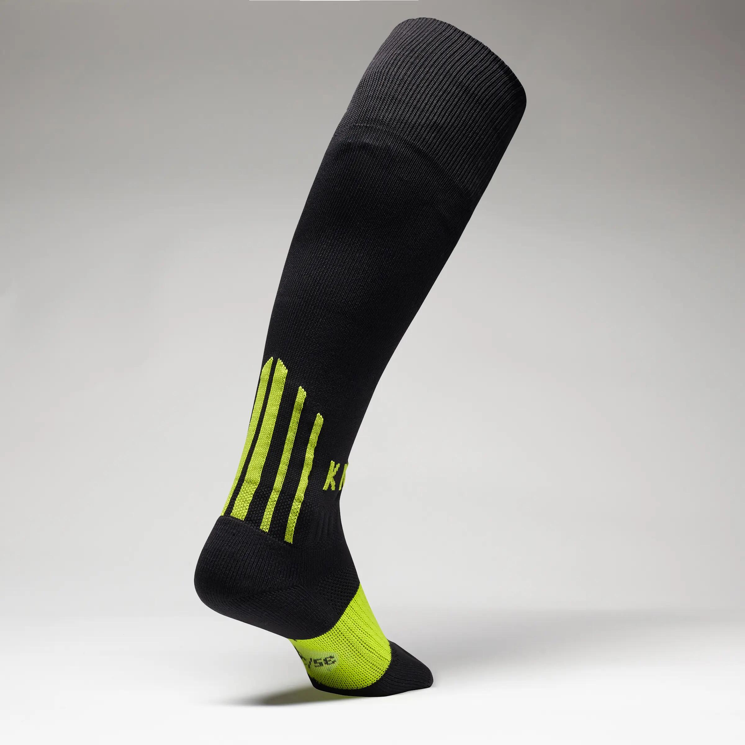 F500 Kids' Football Socks - Black/Neon Yellow 3/7