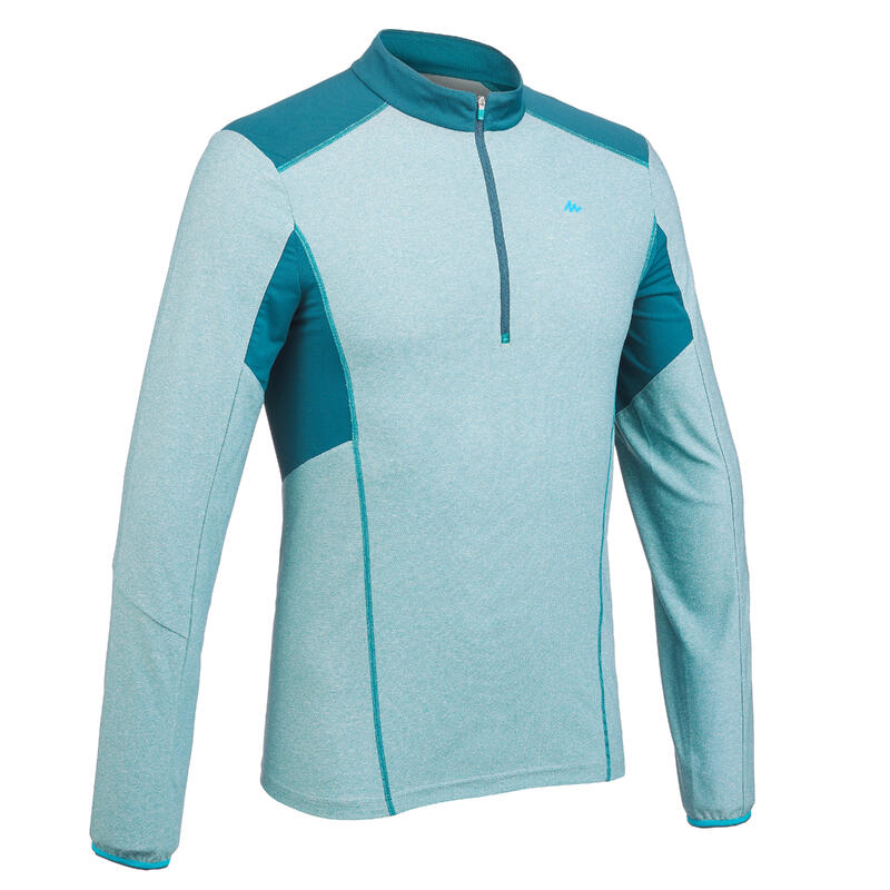 Tee Shirt Randonnée montagne MH550 manches longues 1/2zip homme Bleu