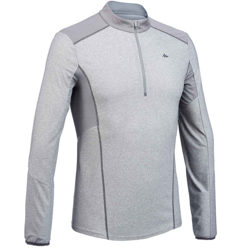 Langarmshirt Wandern MH550 Synthetik Herren grau Langarmshirt Wandern MH550 Synthetik Herren grau