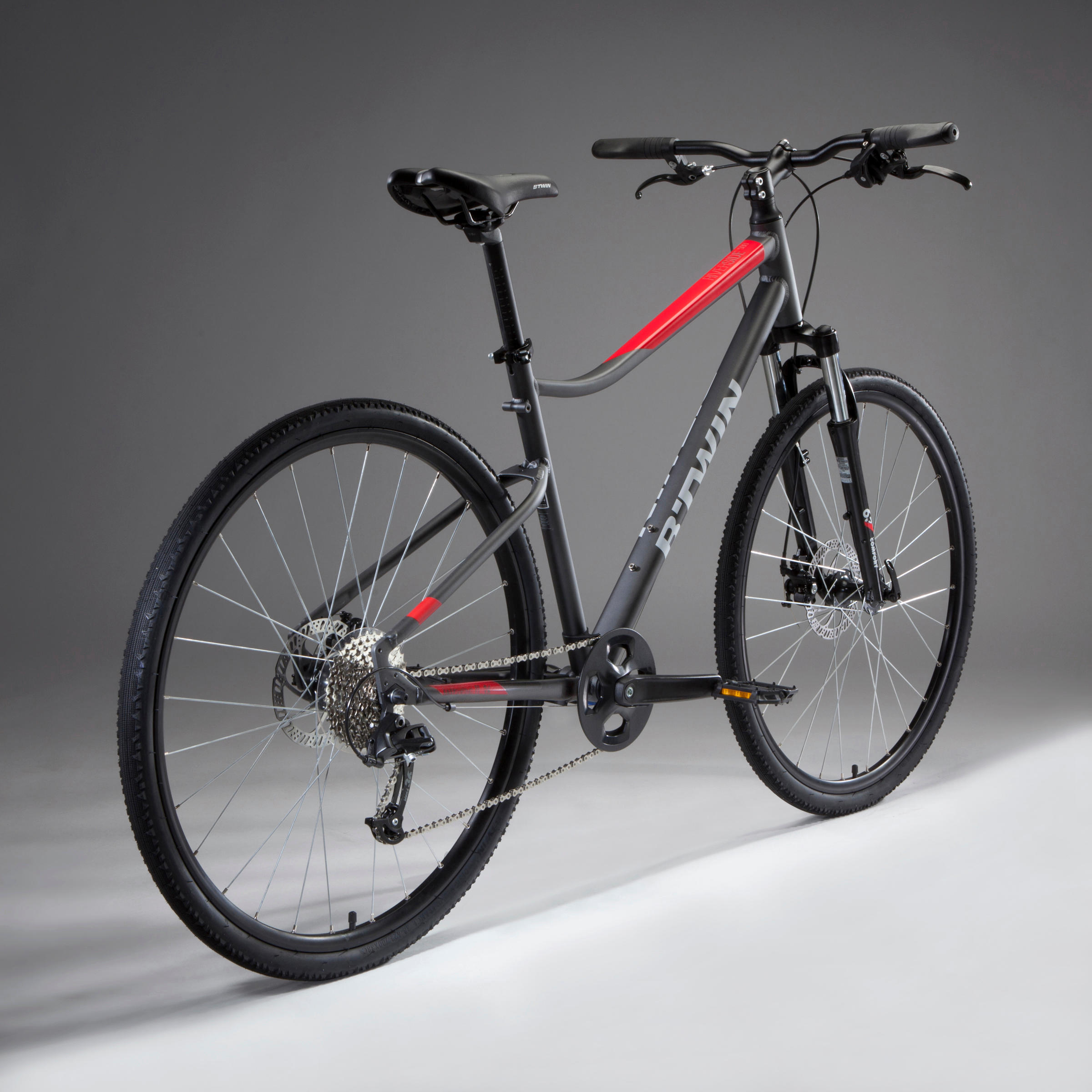 Riverside 500 Hybrid Bike - Grey/Red 