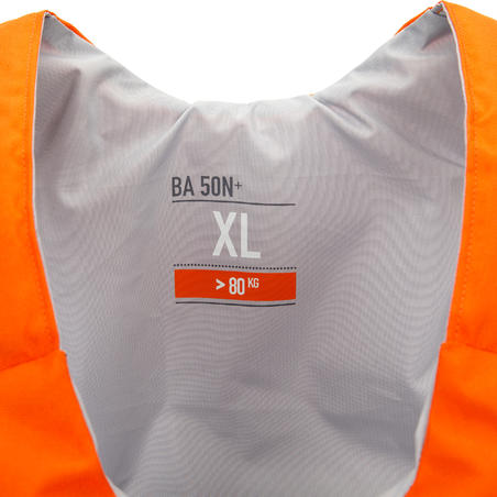 Gilet aide à la flottaison 50N+  orange kayak stand up paddle dériveur