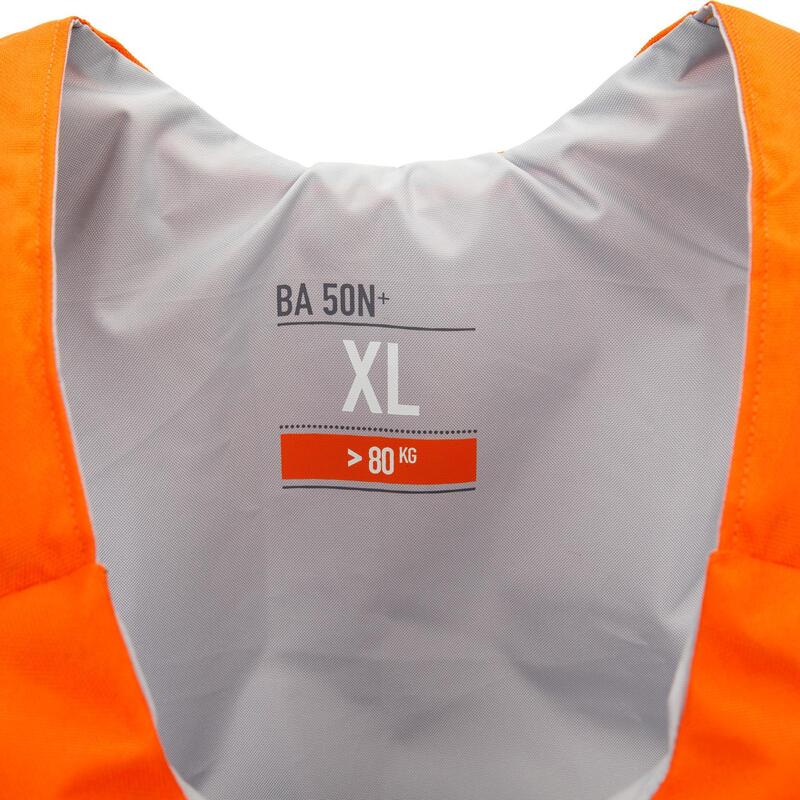 Gilet aide à la flottaison 50N+ orange kayak stand up paddle dériveur