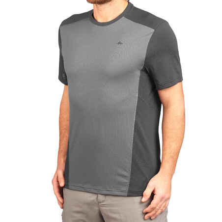 MH500 Men's Short-Sleeved Mountain Hiking T-shirt - Grey