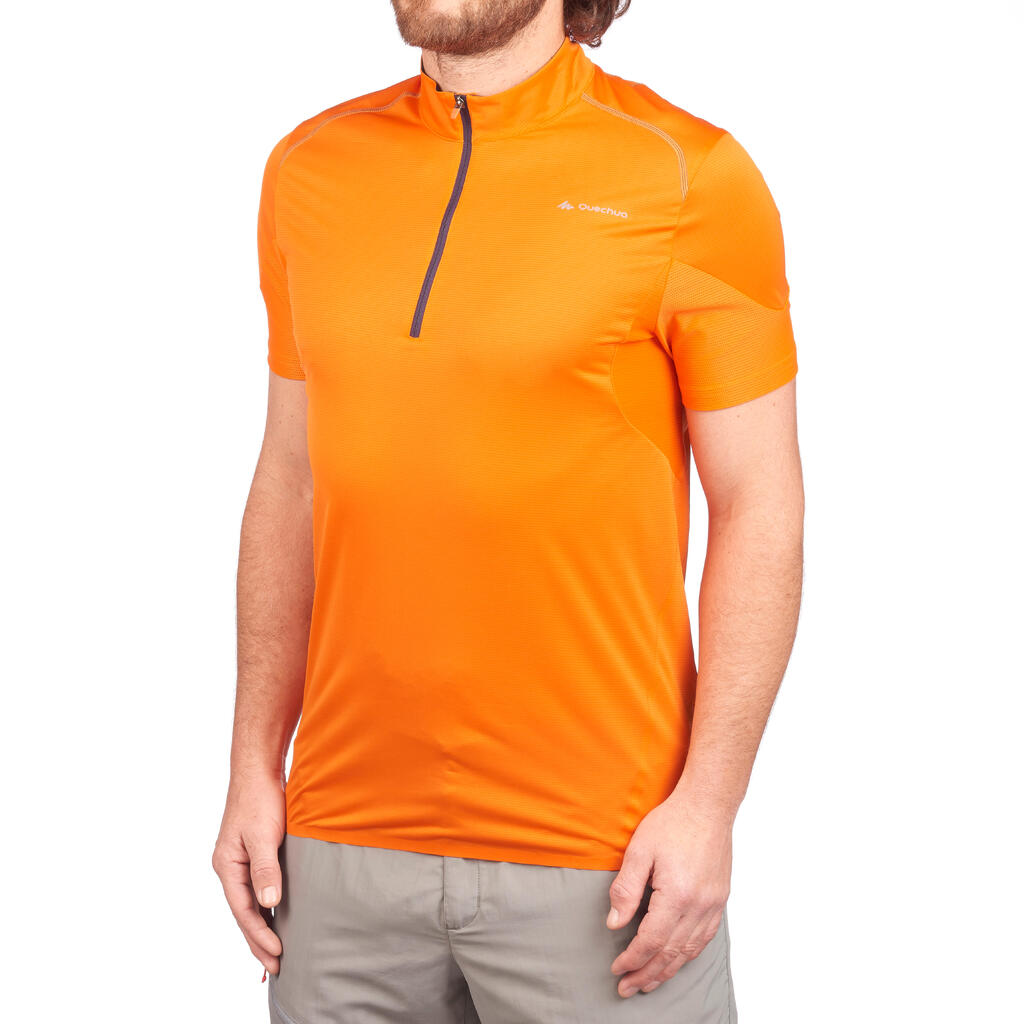 Men's Fast Hiking Short-sleeved T-shirt FH500 Helium - Orange