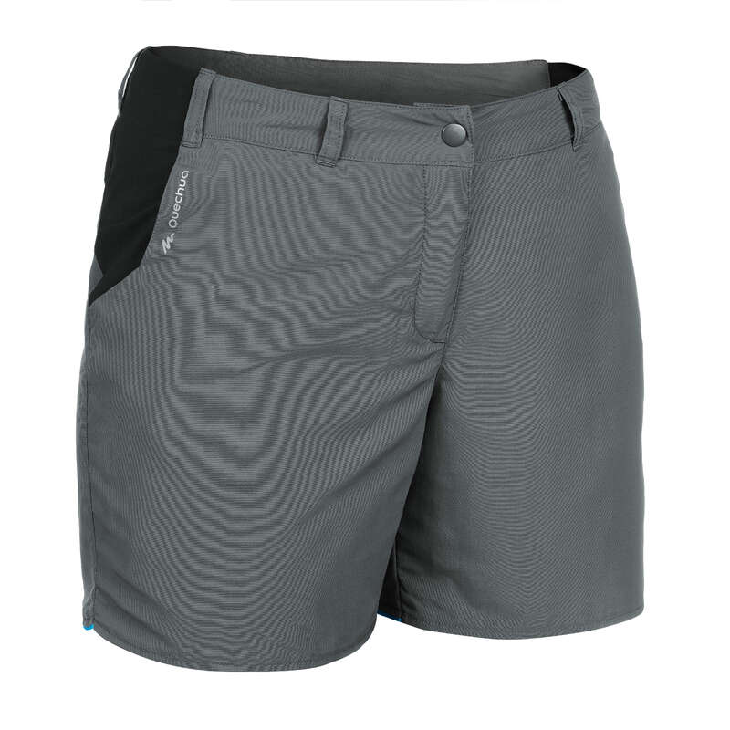 WOMEN MOUNT HIK SHORT, CORSAIR WARM W Hiking - W MH100 shorts – Dark Grey QUECHUA - Hiking Clothes