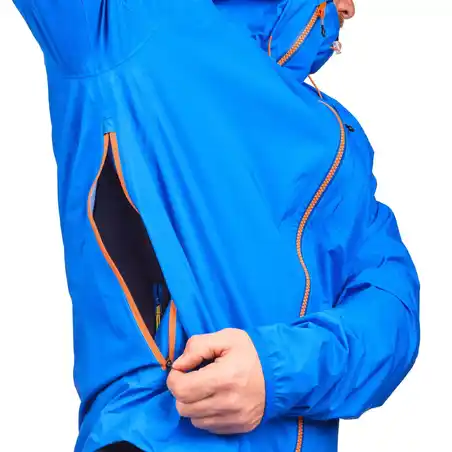 Jaket Hiking Cepat Tahan Air Pria FH500 Helium Rain - Biru
