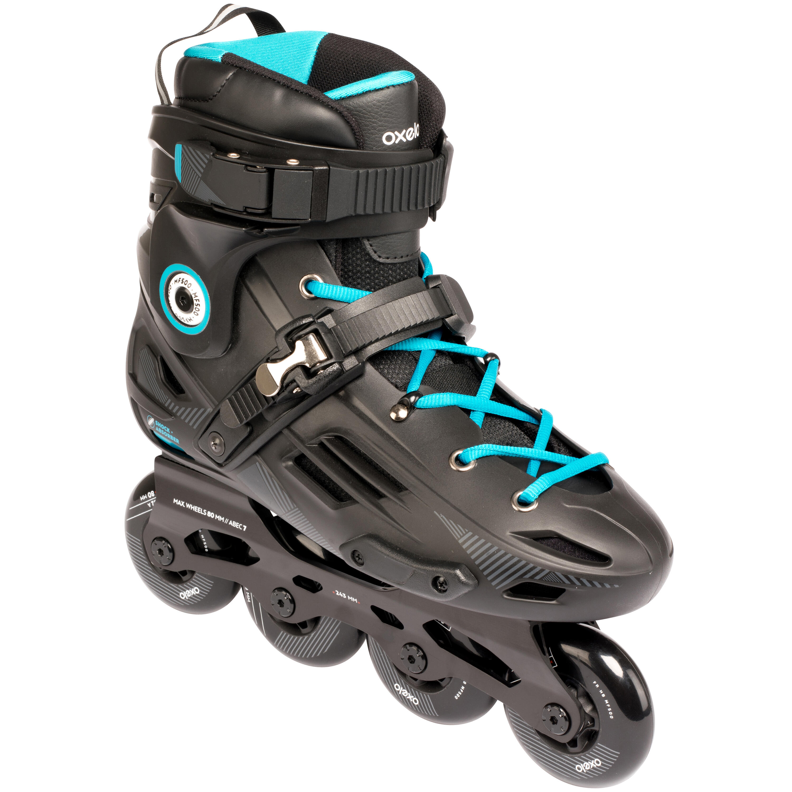 Oxelo Freeride skeelers voor volwassenen MF500 hardboot zwart/blauw