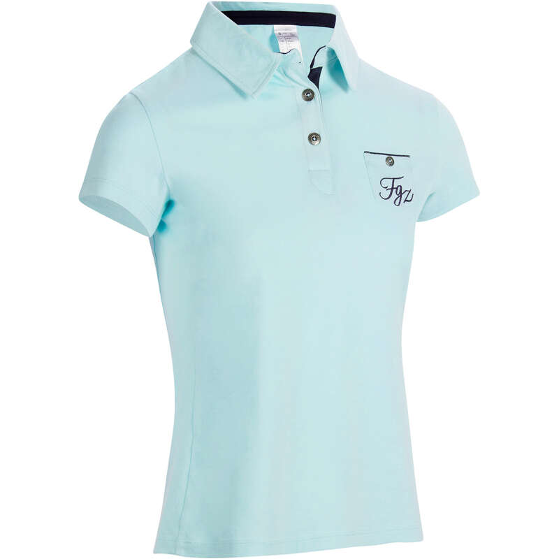WOMAN RIDING WEAR Horse Riding - 140 Polo Shirt - Sea Green FOUGANZA - Horse Riding