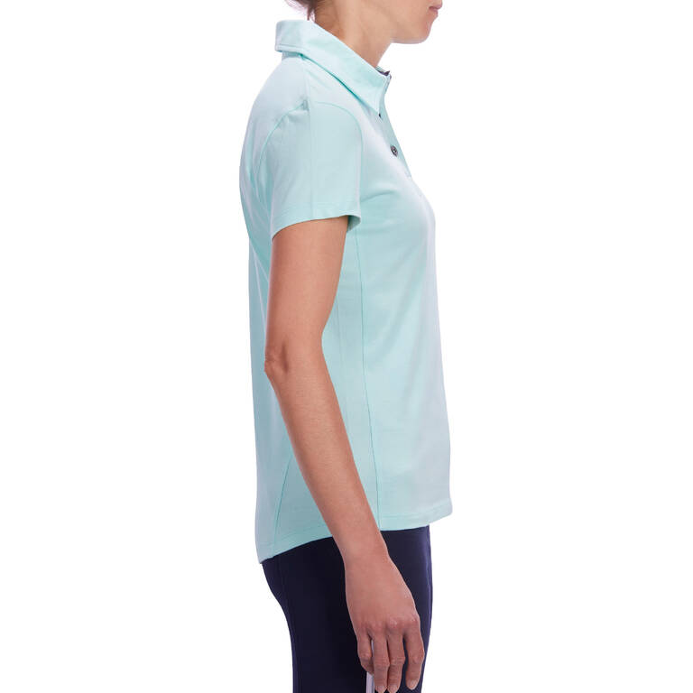 140 Women's Horse Riding Short-Sleeved Polo Shirt - Sea Green