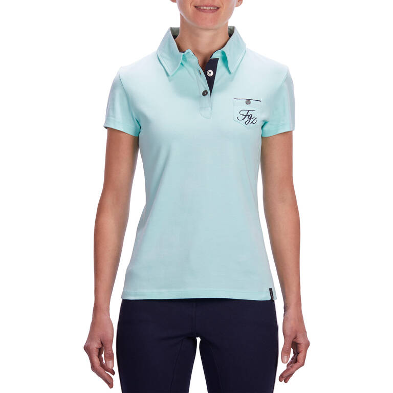 140 Women's Horse Riding Short-Sleeved Polo Shirt - Sea Green