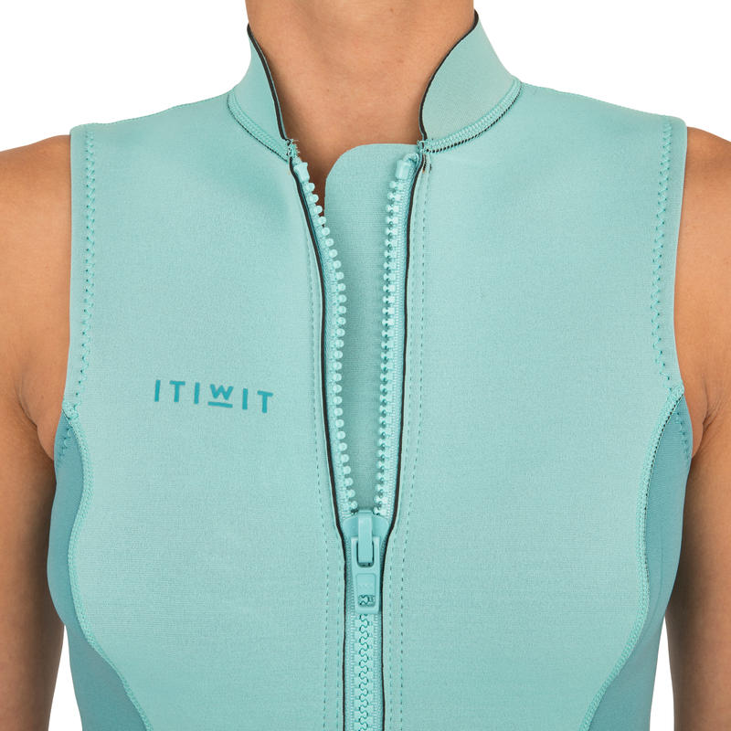 WOMEN'S NEOPRENE KAYAK AND STAND UP PADDLE VEST 500 2 MM GREEN Decathlon