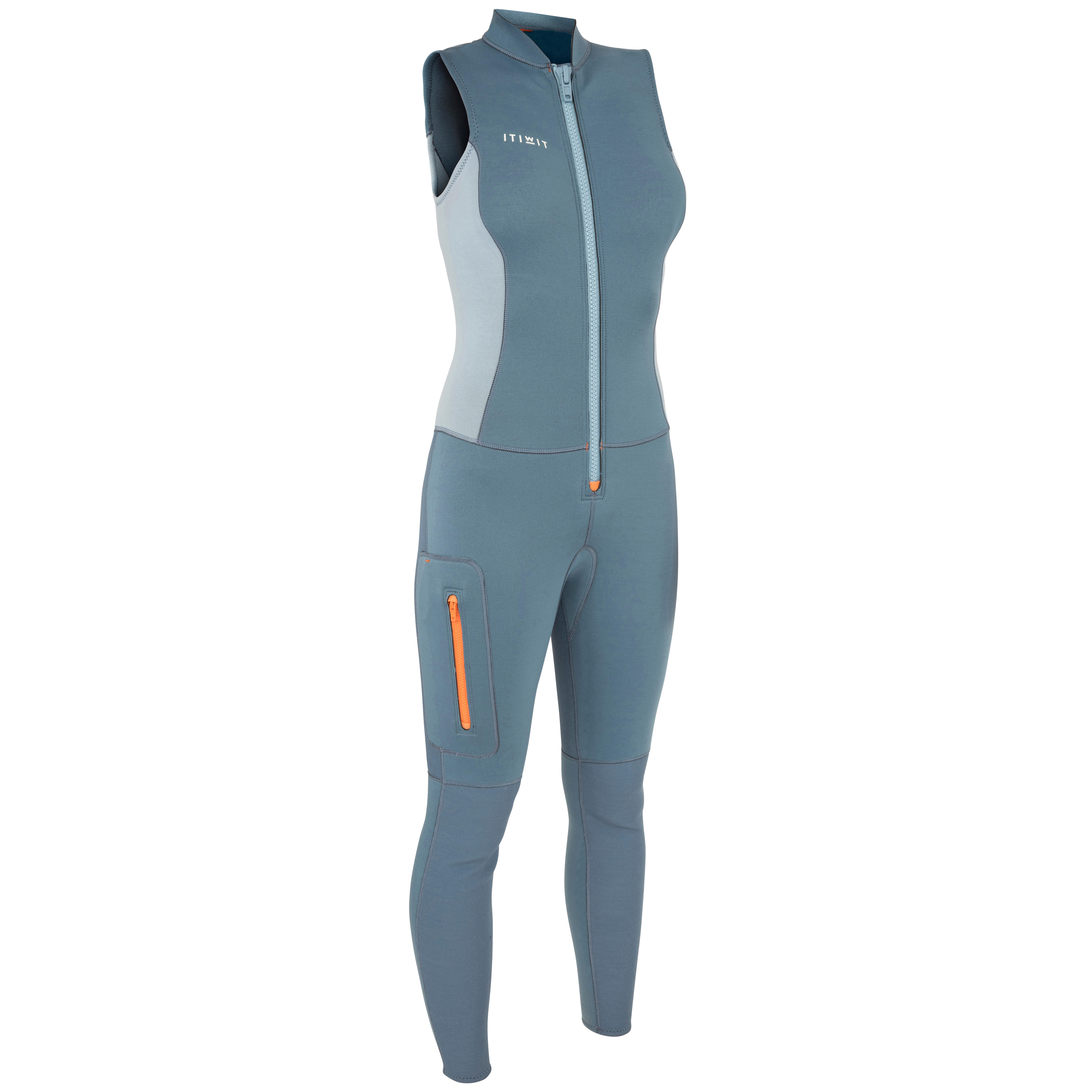 COMBINAISON DEBARDEUR KAYAK STAND UP PADDLE 500 FEMME NEOPRENE 2MM BLEU