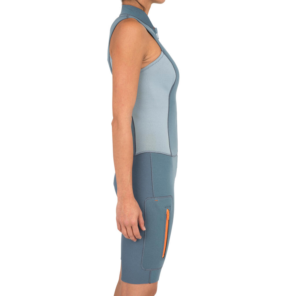 Neoprenshorty Top Kajak und Stand Up Paddle 500 Neopren 2 mm Damen grau/hellblau
