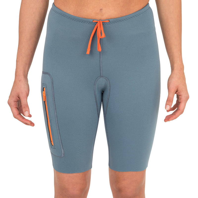 W 2 MM NEOPRENE CANOEING, KAYAKING AND STANDUP PADDLEBOARDING SHORTS BLUE Decathlon