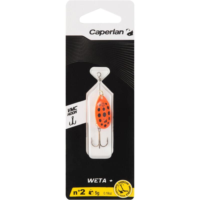 CUCHARILLA GIRATORIA DE PESCA DE DEPREDADORES WETA + Nº2 NARANJA PUNTOS NEGROS 