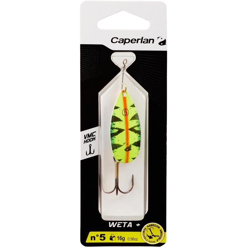 CUCHARILLA GIRATORIA DE PESCA DE DEPREDADORES WETA + #5 NARANJA FLUO 