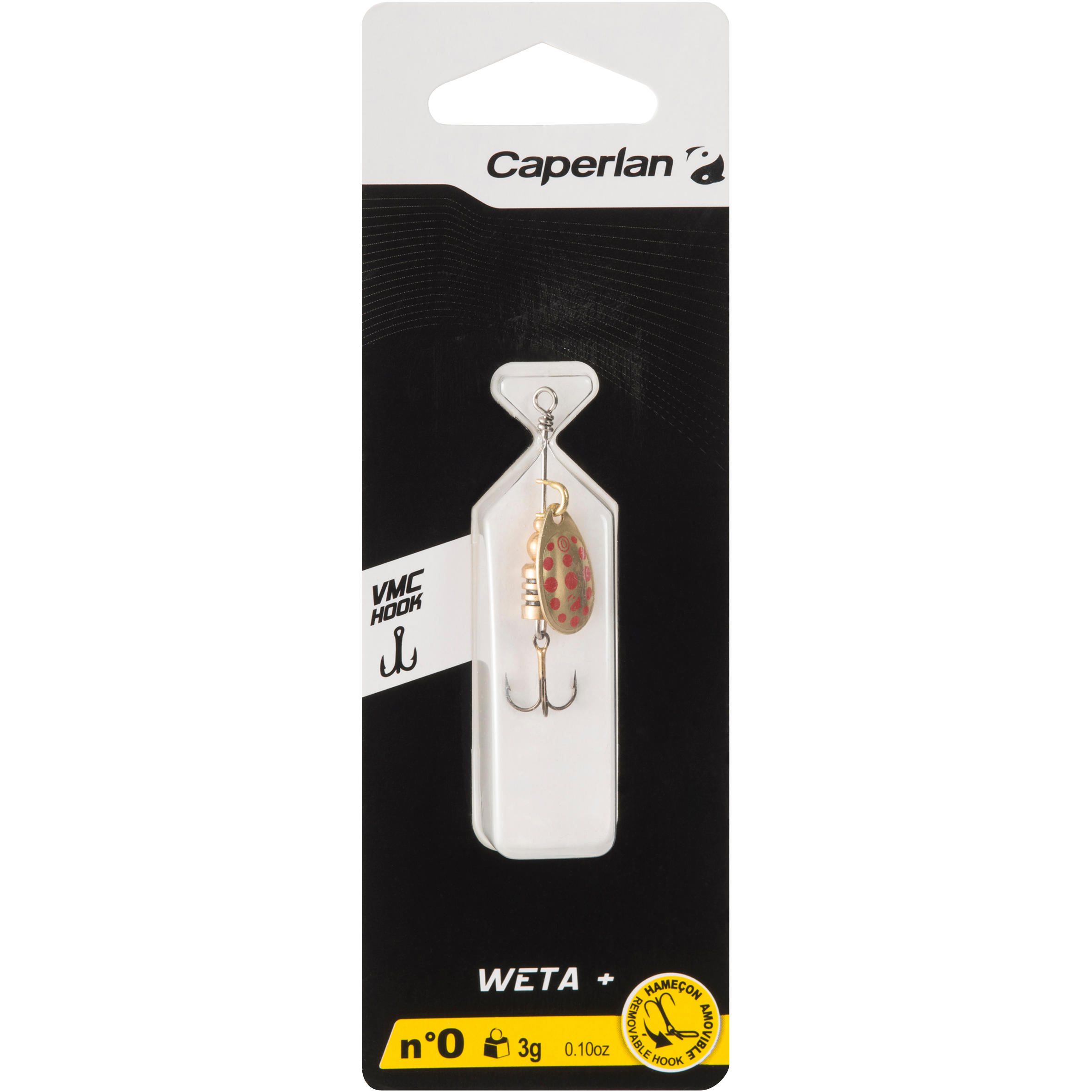 CUILLÈRE TOURNANTE PÊCHE AUX CARNASSIERS WETA + #0 OR/POINTS ROUGES - CAPERLAN